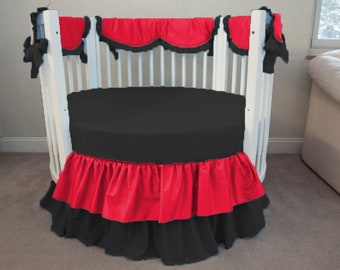 Round Crib Twin Color Ruffle Skirt 42" Diameter Select Color