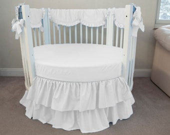 Round Crib 2 Layer Ruffle Skirt 42" Diameter Select Color