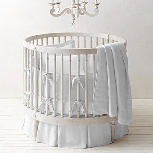 Nursery 4 piece 42" dia Round Crib Bedding Set (Pleated Skirt, Fitted Sheet, Pillow sham and Comforter) Select Color