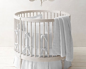 Nursery 4 piece 42" dia Round Crib Bedding Set (Pleated Skirt, Fitted Sheet, Pillow sham and Comforter) Select Color