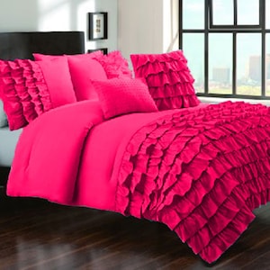 3 piece set Half Ruffle Duvet cover set Egyptian cotton choose size & color