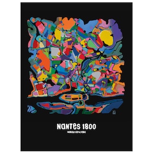 Affiche ville de Nantes, Carte de Nantes, Affiche, Art, Print, Map, Impression, Deco, Ville