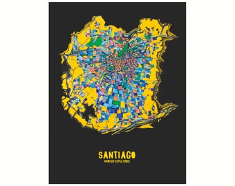 Santiago de Chile city poster, Santiago map, Poster, Art, Print, Map, Impression, Deco, City