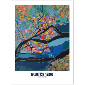 Affiche ville de Nantes, Carte de Nantes, Affiche, Art, Print, Map, Impression, Deco, Ville