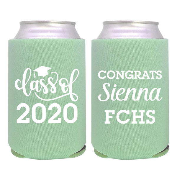 personalized can cooler / graduation party favor / custom can cooler / cheers to the graduate / congrats class of 2022 / beer sleeve
