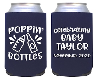 personalized can cooler / baby shower favor / shower can cooler / custom can cooler / custom favors / sprinkle / popping bottles / poppin'