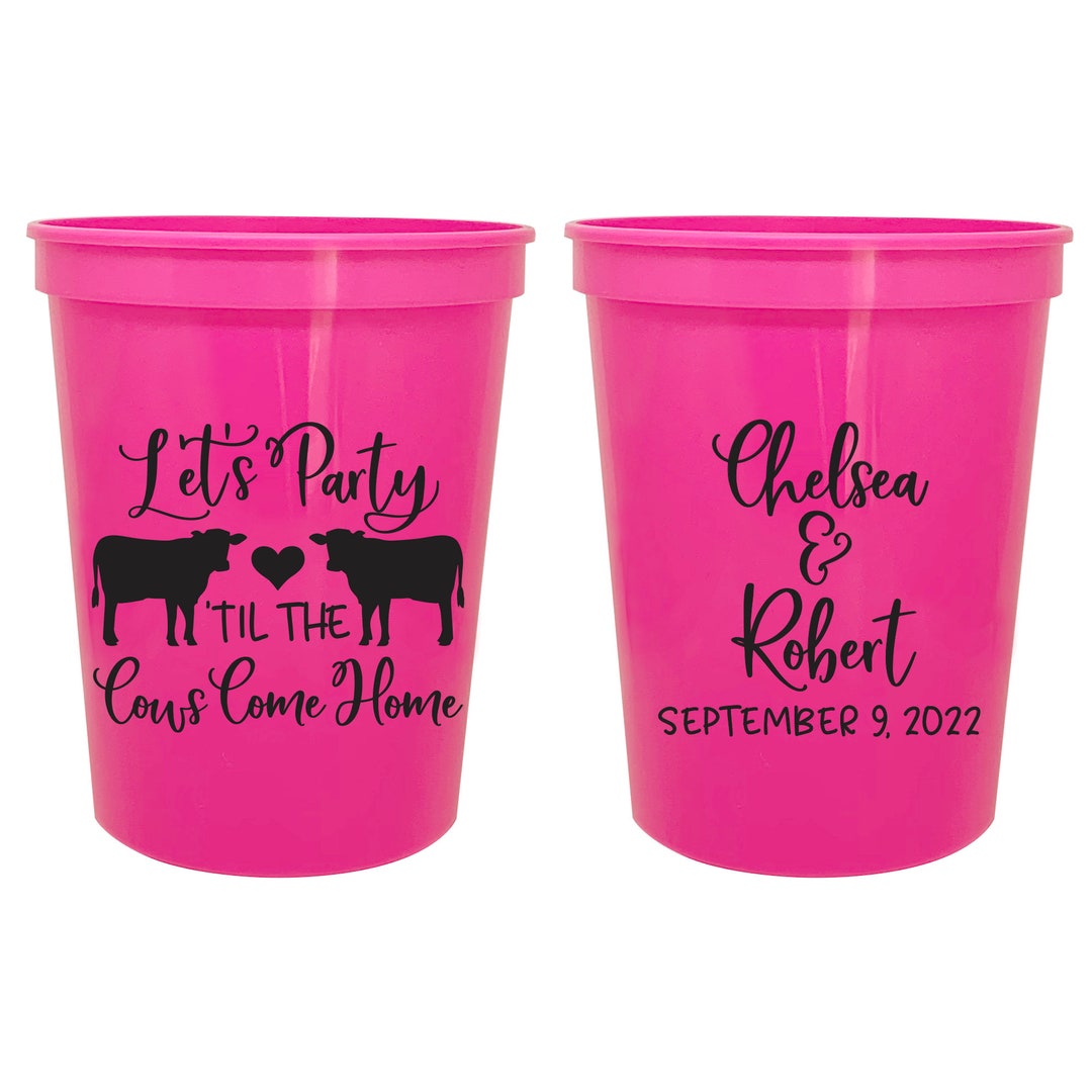Personalized Wedding Favor Cups / Custom 16oz Plastic Cups / Party Cup / Stadium Cups / Let's