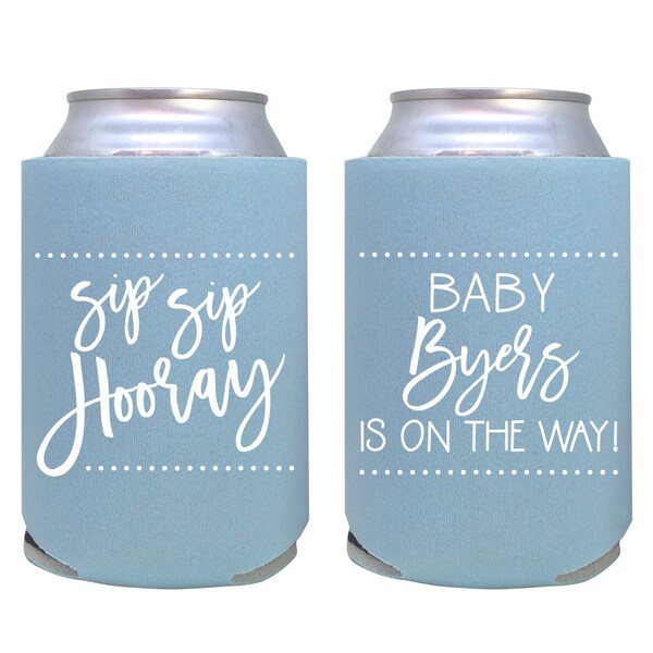 baby shower can cooler / baby shower favor / shower can cooler / custom can cooler / sprinkle / sip sip hooray baby is on the way / sip hip