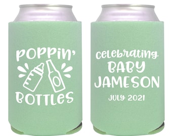 personalized can cooler / baby shower favor / shower can cooler / custom can cooler / custom favors / sprinkle / popping bottles / poppin'