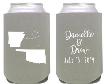 personalized can cooler / wedding favor / wedding can cooler / custom can cooler / custom wedding favors / custom state wedding / homestate