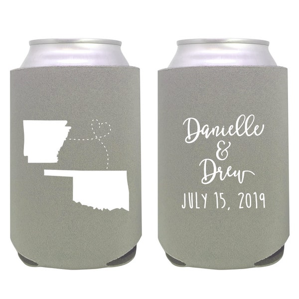 personalized can cooler / wedding favor / wedding can cooler / custom can cooler / custom wedding favors / custom state wedding / homestate