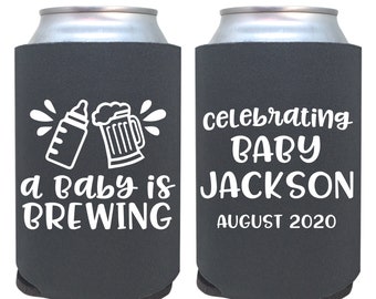 personalized can cooler / baby shower favor / shower can cooler / custom can cooler / custom favors / sprinkle / a baby is brewing / cheers