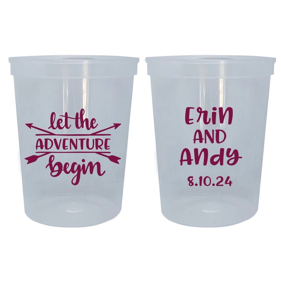 Personalized wedding favor cups / custom 16oz plastic cups