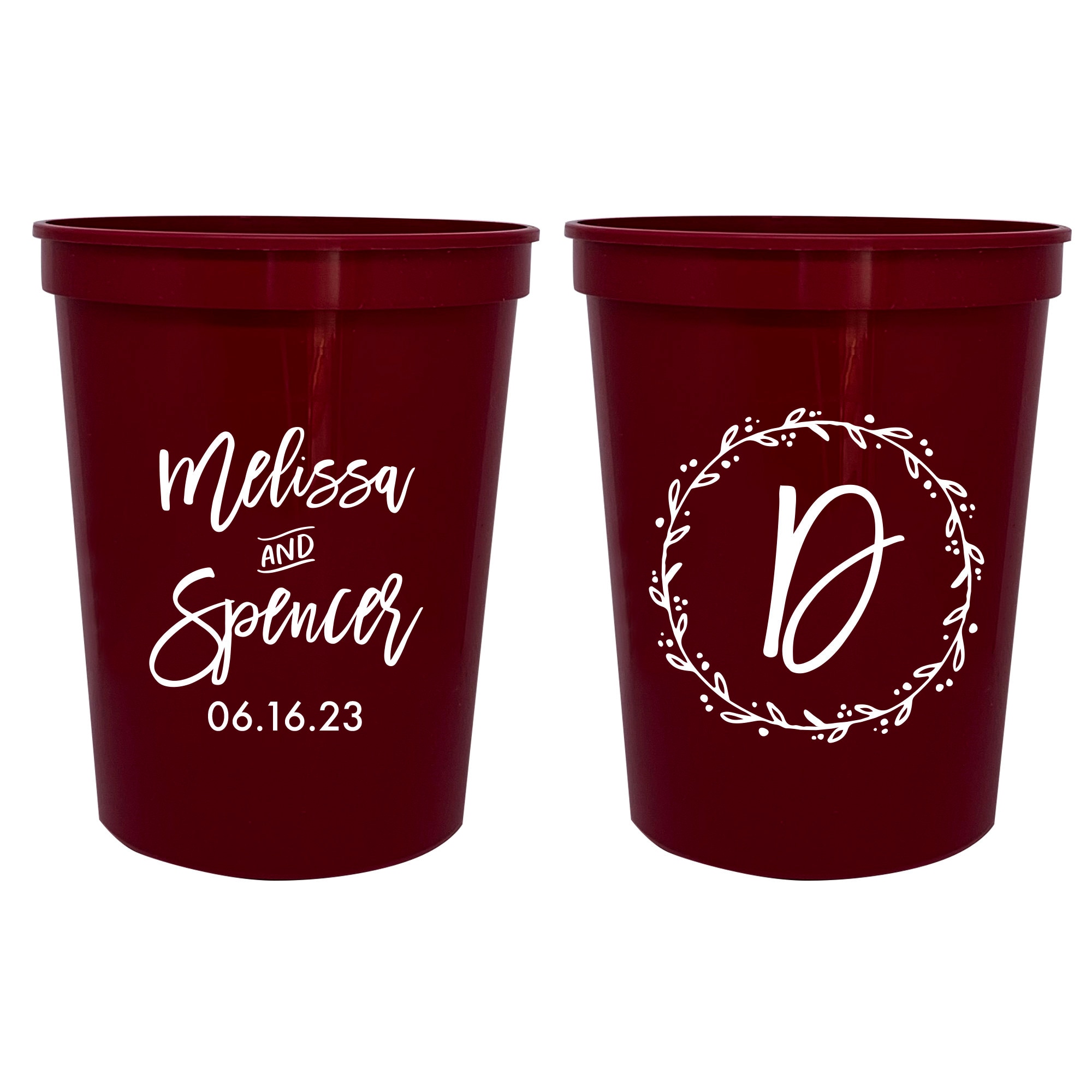 Monogram Frosted Wedding Cups, Modern Wedding Cups, Fancy Elegant