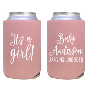 personalized can cooler  baby shower favor  shower can cooler  sip sip hooray  custom can cooler favors  sprinkle  baby on the way