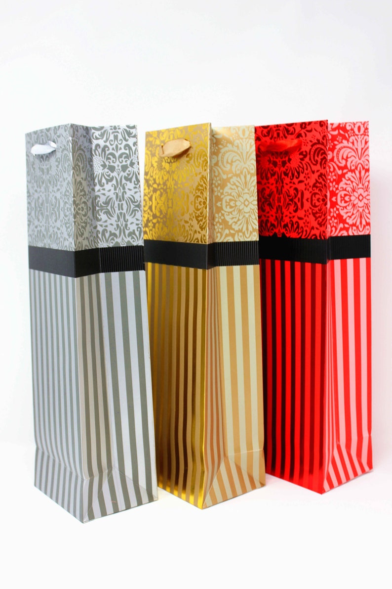 12 Artisen Gilded Flower Paper Wine Bags 4.7\u00d73.5\u00d715.3 inches