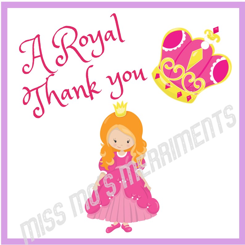Princess Party Thank You It is very popular Indefinitely tags stickers or Dow Instant Printable