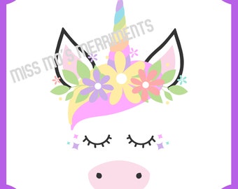 Printable Unicorn stickers or tags for Birthday Party, Instant Download print as much as you need