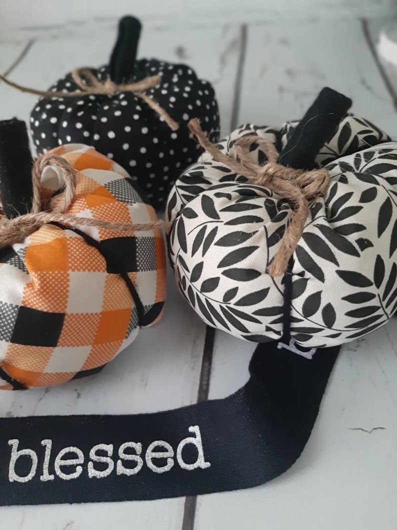 Fall Fabric Pumpkins for Farmhouse Fall Decor or Halloween and Thanksgiving Decor or Centerpiece image 9