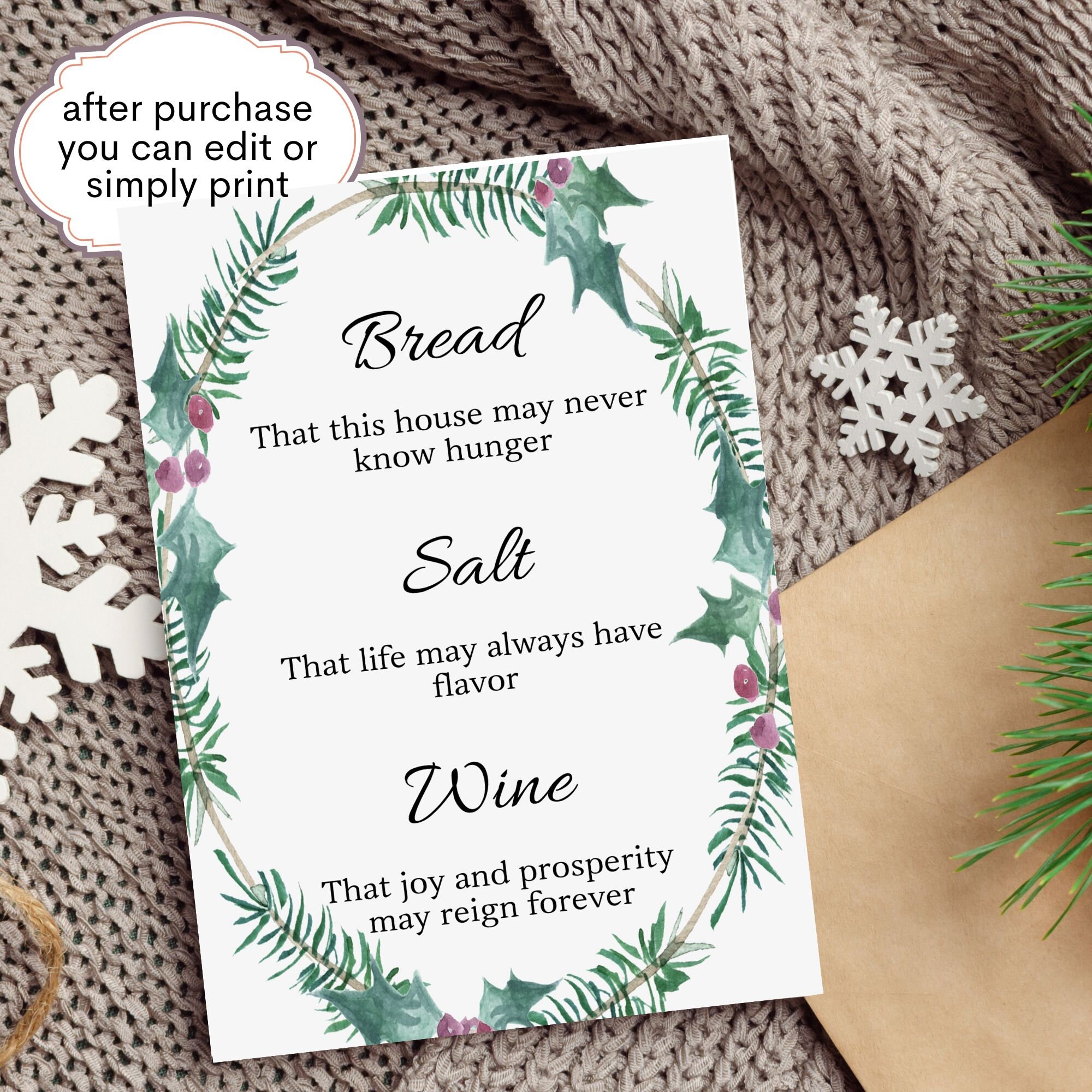 Editable Printable Housewarming Card 5 X 7 Inspired by Etsy