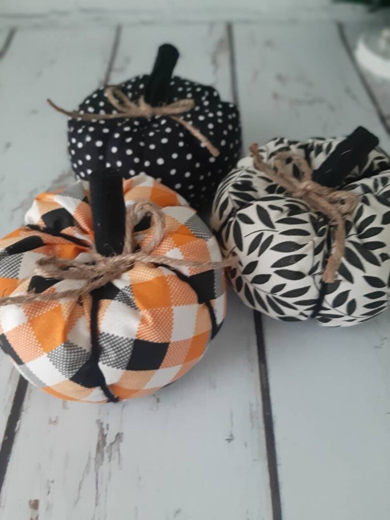 Fall Fabric Pumpkins for Farmhouse Fall Decor or Halloween and Thanksgiving Decor or Centerpiece image 6