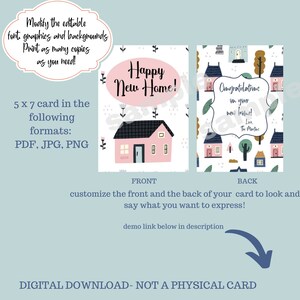Editable Printable Housewarming, New Home Card, 5 X 7 Congratulations ...