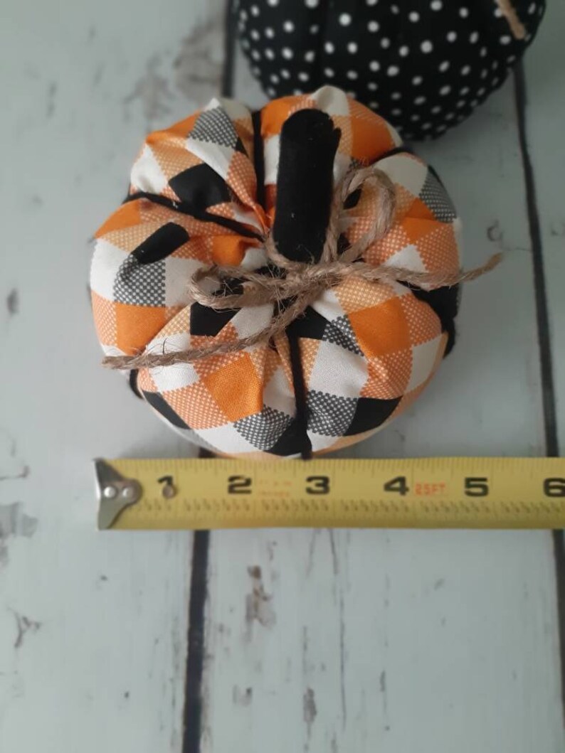 Fall Fabric Pumpkins for Farmhouse Fall Decor or Halloween and Thanksgiving Decor or Centerpiece BLACK/ORANGE STRIPE