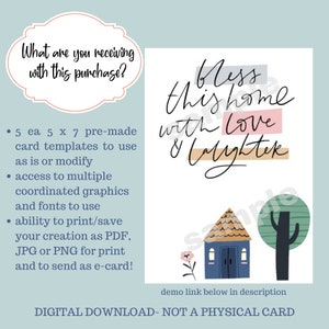 Editable Printable Housewarming, New Home Card, 5 X 7 Congratulations ...