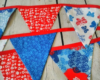 4th of July Red, white and Blue Fabric Flag Banner for Party and Home decor