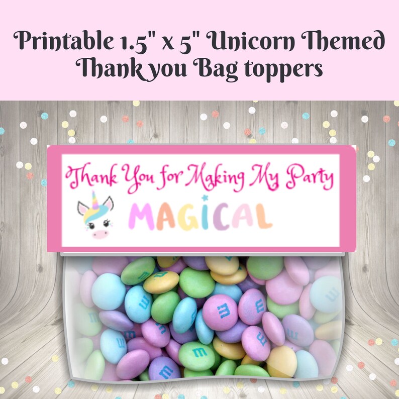 Printable Unicorn Party Bag Topper Instant Download Thank - Etsy