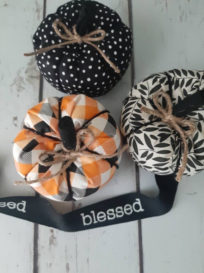 Fall Fabric Pumpkins for Farmhouse Fall Decor or Halloween and Thanksgiving Decor or Centerpiece image 2