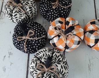 Fall Fabric Pumpkins for Farmhouse Fall Decor or Halloween and Thanksgiving Decor or Centerpiece