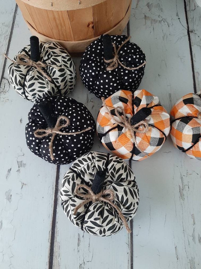 Fall Fabric Pumpkins for Farmhouse Fall Decor or Halloween and Thanksgiving Decor or Centerpiece image 1