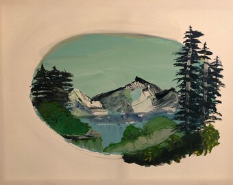 Items Similar To Bob Ross Inspired Mystic Mountain Oil Painting On