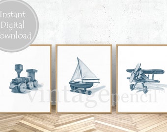 Boy Nursery Decor, Navy Nursery, Transportation Nursery Decor, Nursery Wall Art Boy, Nursery Decor Boy, Boy Nursery Art, Boy Nursery Prints