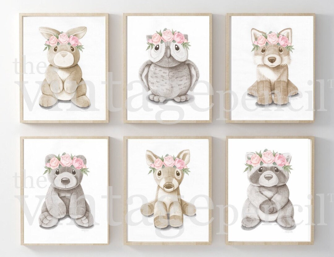 woodland-nursery-animal-print-wall-decor-girls-room-wall-art-girls