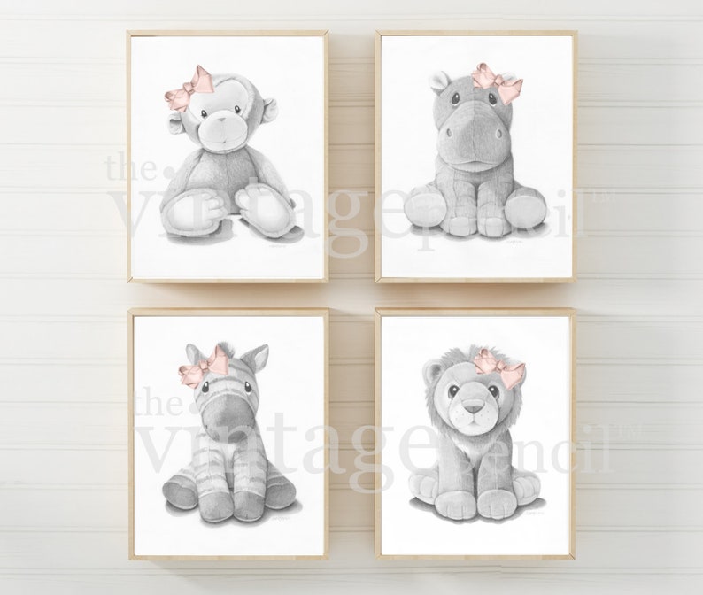 Pink Nursery Wall Art Girl Nursery Print Set Pink Nursery Etsy