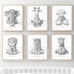 Nursery Baby Safari Animal Prints, Set of Animal Prints, Nursery Wall Art, Baby Animal Prints for Nursery, Zoo Animal Nursery,Nursery Decor