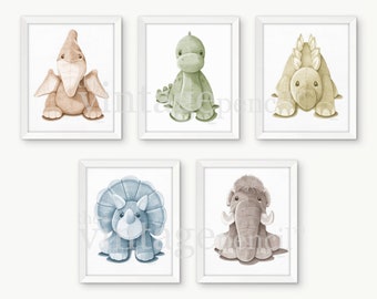Dinosaur Art, Dinosaur Print, Boys Wall Art, Dinosaur Decor, Boy Nursery Set, Boys Room, Dinosaur Art Print, Dinosaur Drawings, Baby Boy Art