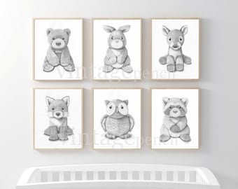 Nursery Animal Print, Woodland Nursery, Forest Animals, Baby Animal Prints, Woodland Animal Prints,  Animal Prints for Nursery,Nursery Decor