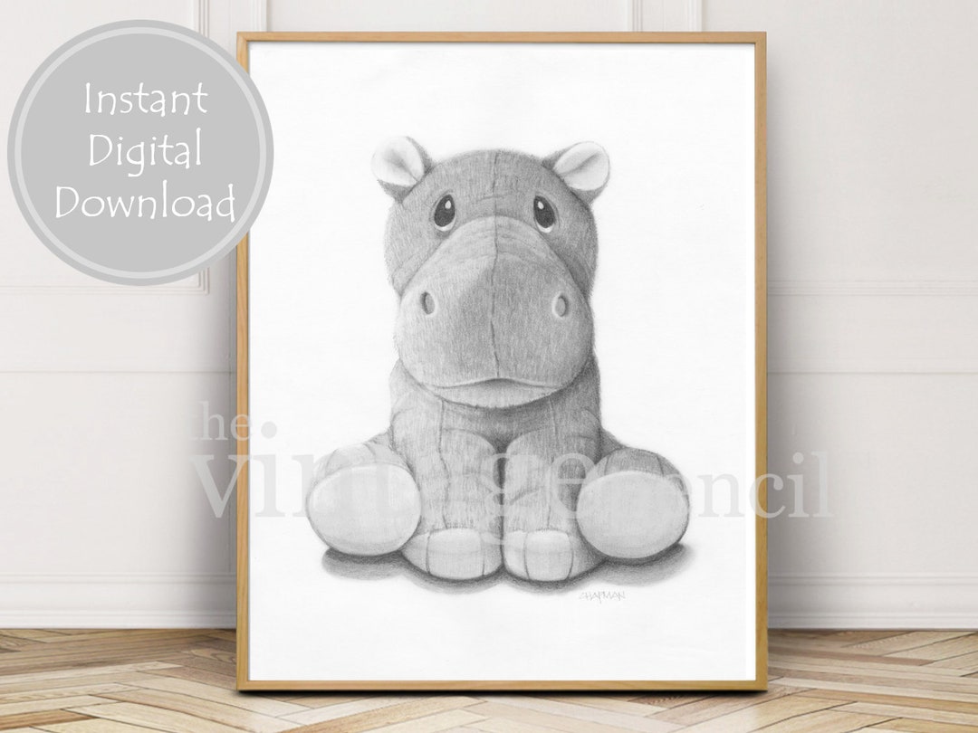 Baby Print, Baby Animal, Animal Nursery, Hippo Print, Hippo Art ...