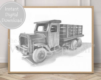 Truck Print, Nursery Print, Boy Wall Art, Boys Room, Nursery Boy, Baby Boy, Truck Printable, Boy Nursery,Truck Art,Vintage Truck,Wood Truck