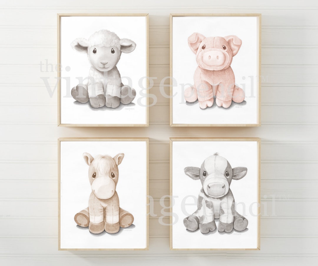 Farm Animal Nursery Prints, Baby Animals, Kids Prints, Printable Art