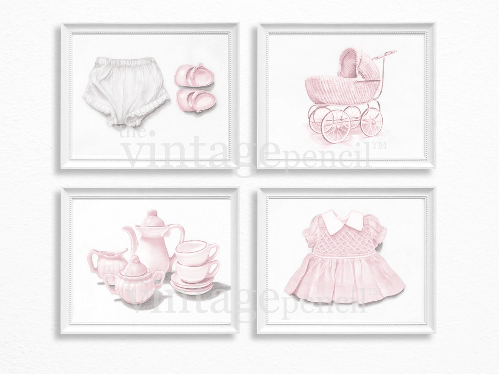 Pink Nursery Print Set Girl Nursery Print Girls Room Wall Etsy