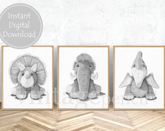 Dinosaur Art, Dinosaur Print, Boys Wall Art, Dinosaur Decor, Boy Nursery Set, Boys Room, Dinosaur Art Print, Dinosaur Drawings. Dinosaur, ,