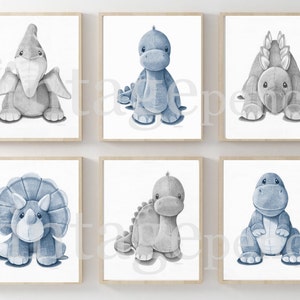 Dinosaur Wall Art, Dinosaur Prints, Boys Art, Dinosaur Decor, Boy Nursery Set of 6, Boys Room, Dinosaur Art Print, Dinosaur Drawing, Dinos