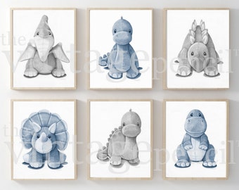 Dinosaur Wall Art, Dinosaur Prints, Boys Art, Dinosaur Decor, Boy Nursery Set of 6, Boys Room, Dinosaur Art Print, Dinosaur Drawing, Dinos