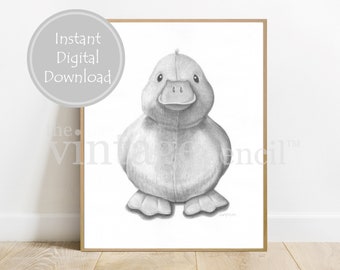 Impresión del pato, figuras del vivero, arte de la pared del animal de la granja, vivero de la granja, animal del bebé impresión, pato del bebé, decoración de la guardería, pato imprimible, arte del patito