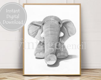 Elephant Print, Elephant Nursery Art, Nursery Decor, Nursery Animal Print, Baby Elephant, Black and White Nursery, Elephant Decor, Elephant