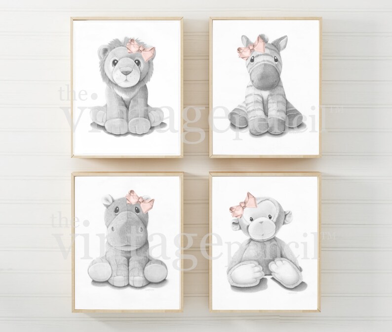 Pink Nursery Wall Art Girl Nursery Print Set Pink Nursery Etsy